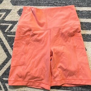 Coral High-Waisted Biker Shorts